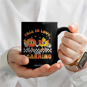 Autumn Teacher Coffee Mug Retro Fall In Love With Learning Thanksgiving Pumpkin TS10 Print Your Wear