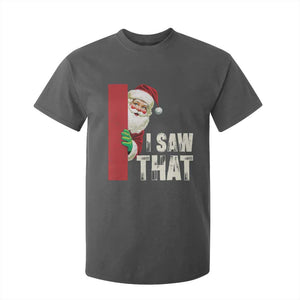 Funny Christmas Santa T Shirt For Kid I Saw That Vintage Retro Style TS10 Dark Heather Print Your Wear