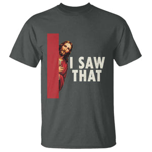 Funny Jesus I Saw That T Shirt Retro Christian Meme TS10 Dark Heather Print Your Wear
