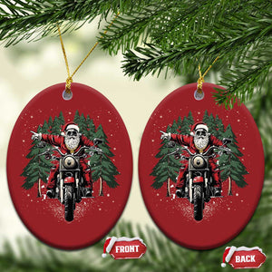 Xmas Motorcycle Christmas Ornament Santa Biker Riding Motorcycle TS10 Oval Red Print Your Wear