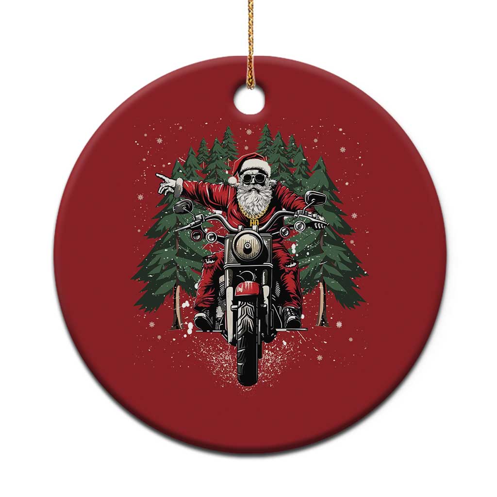 Xmas Motorcycle Christmas Ornament Santa Biker Riding Motorcycle TS10 Print Your Wear