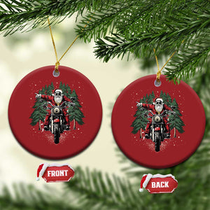 Xmas Motorcycle Christmas Ornament Santa Biker Riding Motorcycle TS10 Circle Red Print Your Wear