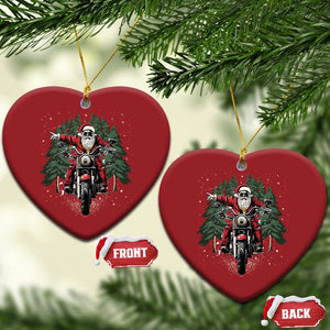 Xmas Motorcycle Christmas Ornament Santa Biker Riding Motorcycle TS10 Heart Red Print Your Wear