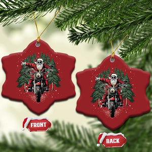 Xmas Motorcycle Christmas Ornament Santa Biker Riding Motorcycle TS10 Snow Flake Red Print Your Wear