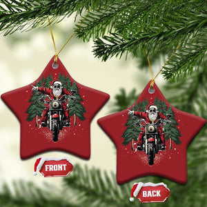 Xmas Motorcycle Christmas Ornament Santa Biker Riding Motorcycle TS10 Star Red Print Your Wear