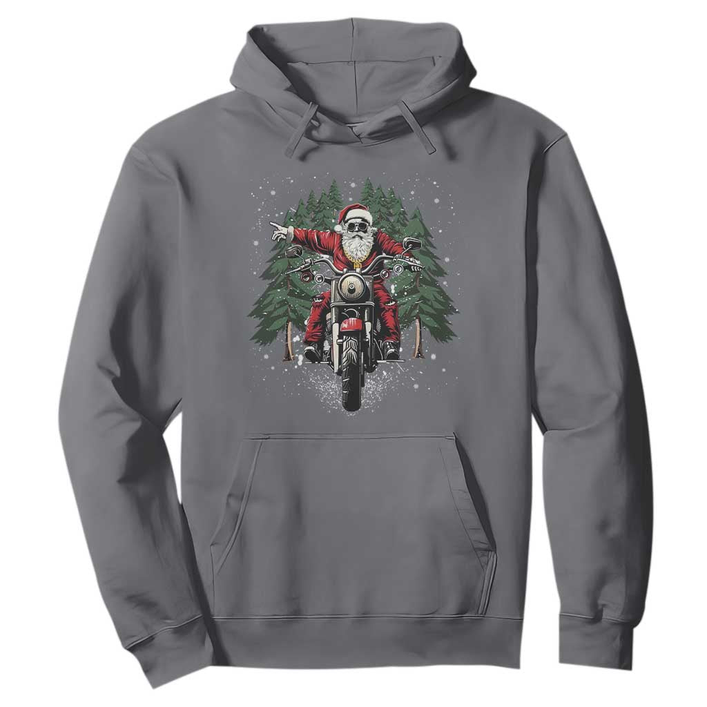 Christmas Motorcycle Hoodie Santa Biker Riding Motorcycle TS10 Charcoal Print Your Wear