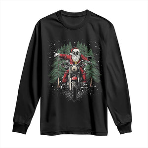 Christmas Motorcycle Long Sleeve Shirt Santa Biker Riding Motorcycle TS10 Black Print Your Wear