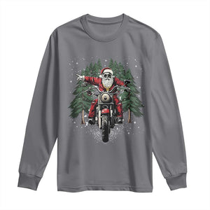 Christmas Motorcycle Long Sleeve Shirt Santa Biker Riding Motorcycle TS10 Charcoal Print Your Wear