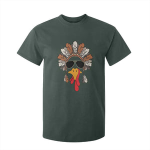 Funny Turkey Face T Shirt For Kid Family Matching Native Hat Cute Fall Thanksgiving TS10 Dark Forest Green Print Your Wear