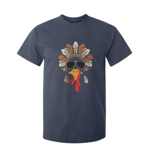 Funny Turkey Face T Shirt For Kid Family Matching Native Hat Cute Fall Thanksgiving TS10 Navy Print Your Wear