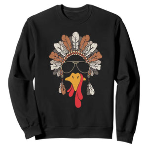 Funny Turkey Face Sweatshirt Family Matching Native Hat Cute Fall Thanksgiving TS10 Black Print Your Wear