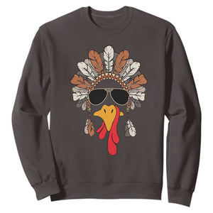 Funny Turkey Face Sweatshirt Family Matching Native Hat Cute Fall Thanksgiving TS10 Dark Chocolate Print Your Wear