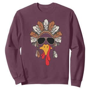 Funny Turkey Face Sweatshirt Family Matching Native Hat Cute Fall Thanksgiving TS10 Maroon Print Your Wear