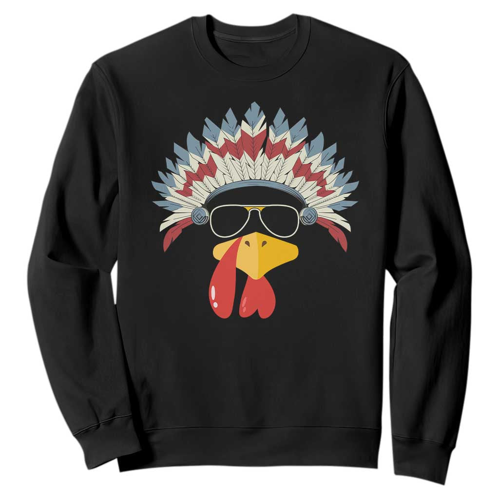 Funny Turkey Face Sweatshirt Thanksgiving Family Group Native American Costumes TS10 Black Print Your Wear