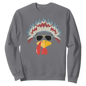 Funny Turkey Face Sweatshirt Thanksgiving Family Group Native American Costumes TS10 Charcoal Print Your Wear