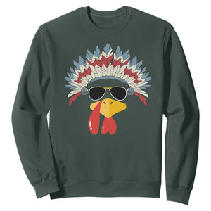 Funny Turkey Face Sweatshirt Thanksgiving Family Group Native American Costumes TS10 Dark Forest Green Print Your Wear