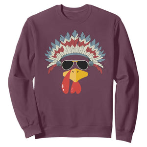 Funny Turkey Face Sweatshirt Thanksgiving Family Group Native American Costumes TS10 Maroon Print Your Wear