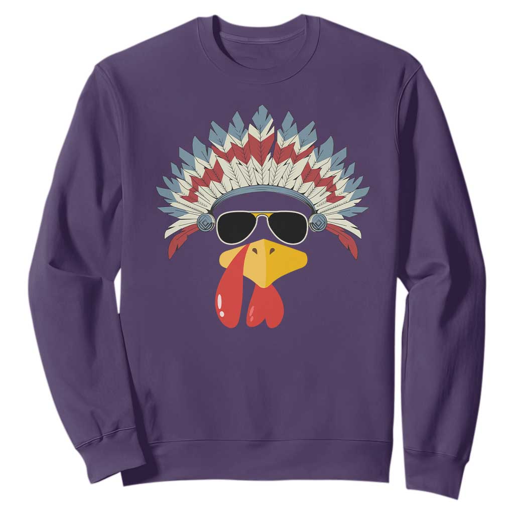 Funny Turkey Face Sweatshirt Thanksgiving Family Group Native American Costumes TS10 Purple Print Your Wear