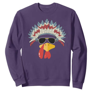 Funny Turkey Face Sweatshirt Thanksgiving Family Group Native American Costumes TS10 Purple Print Your Wear