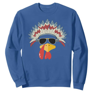 Funny Turkey Face Sweatshirt Thanksgiving Family Group Native American Costumes TS10 Royal Blue Print Your Wear