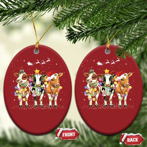 Xmas Cow Christmas Ornament Cow Lover Xmas Gifts TS10 Oval Red Print Your Wear