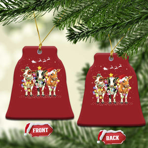 Xmas Cow Christmas Ornament Cow Lover Xmas Gifts TS10 Bell Flake Red Print Your Wear