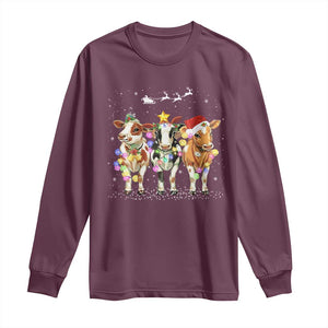 Christmas Cow Long Sleeve Shirt Cow Lover Xmas Gifts TS10 Maroon Print Your Wear