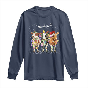 Christmas Cow Long Sleeve Shirt Cow Lover Xmas Gifts TS10 Navy Print Your Wear