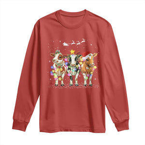 Christmas Cow Long Sleeve Shirt Cow Lover Xmas Gifts TS10 Red Print Your Wear