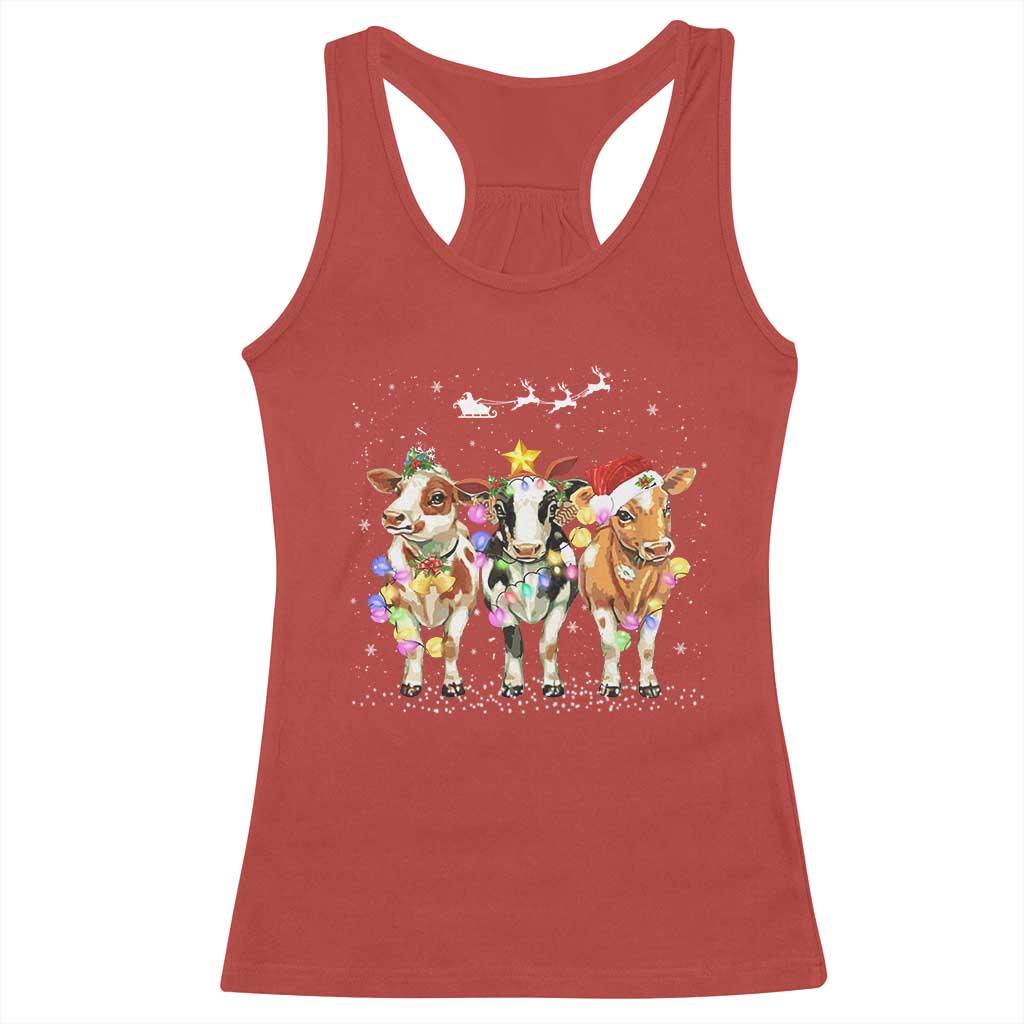 Christmas Cow Racerback Tank Top Cow Lover Xmas Gifts TS10 Red Print Your Wear