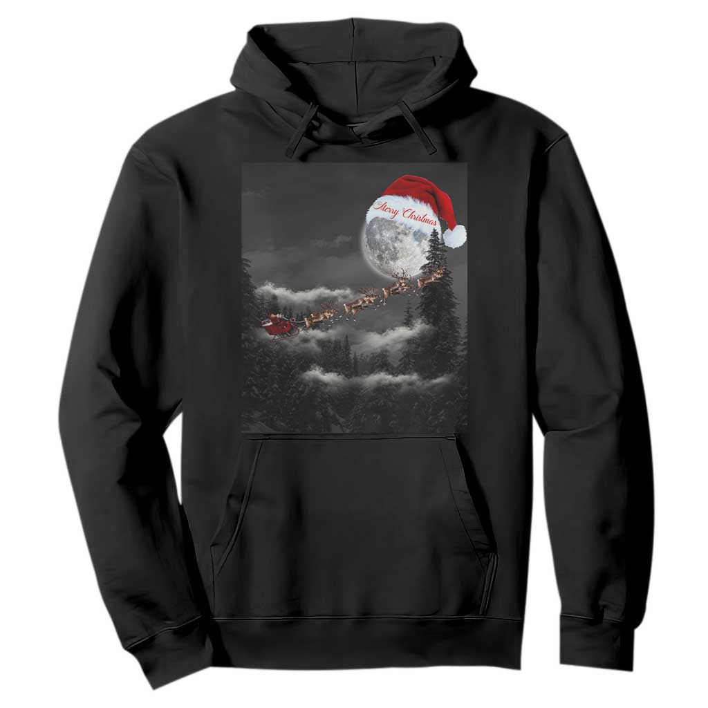 Merry Christmas Hoodie Santa To The Moon TS10 Black Print Your Wear
