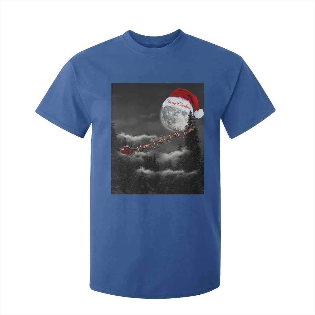 Merry Christmas T Shirt For Kid Santa To The Moon TS10 Royal Blue Print Your Wear