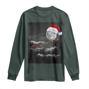 Merry Christmas Long Sleeve Shirt Santa To The Moon TS10 Dark Forest Green Print Your Wear