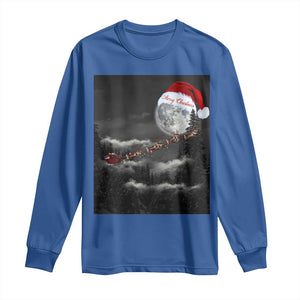 Merry Christmas Long Sleeve Shirt Santa To The Moon TS10 Royal Blue Print Your Wear