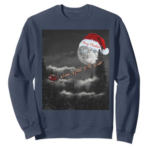 Merry Christmas Sweatshirt Santa To The Moon TS10 Navy Print Your Wear