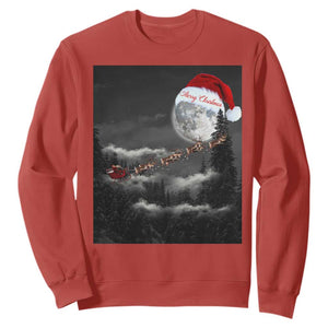 Merry Christmas Sweatshirt Santa To The Moon TS10 Red Print Your Wear