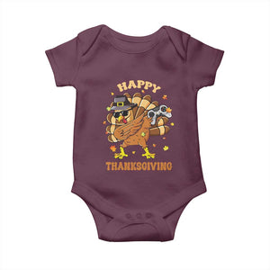 Funny Thanksgiving Baby Onesie Dabbing Gamer Turkey TS10 Maroon Print Your Wear