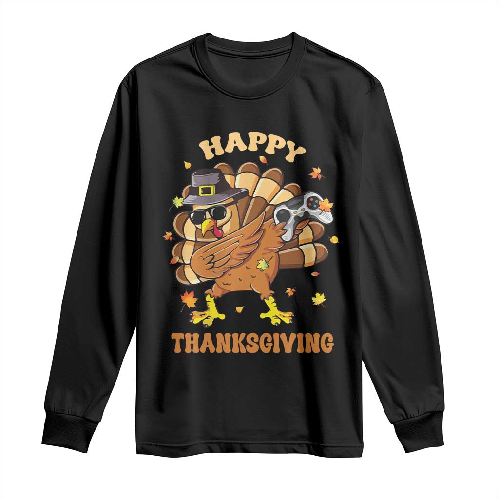 Funny Thanksgiving Long Sleeve Shirt Dabbing Gamer Turkey TS10 Black Print Your Wear