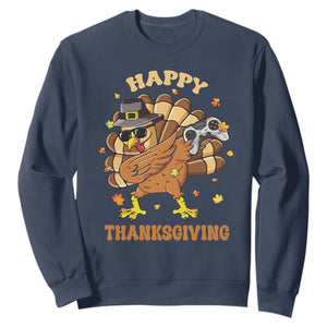 Funny Thanksgiving Sweatshirt Dabbing Gamer Turkey TS10 Navy Print Your Wear