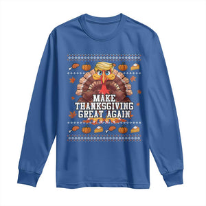 Funny Thanksgiving Trump 2024 Long Sleeve Shirt Make Thanksgiving Great Again Trump Turkey TS10 Royal Blue Print Your Wear