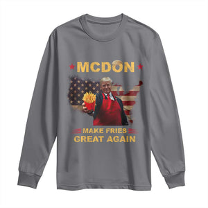 Funny Trump 2024 Long Sleeve Shirt President Trump Makes Fries Great Again American Flag TS10 Charcoal Print Your Wear