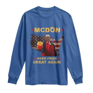 Funny Trump 2024 Long Sleeve Shirt President Trump Makes Fries Great Again American Flag TS10 Royal Blue Print Your Wear