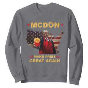 Funny Trump 2024 Sweatshirt President Trump Makes Fries Great Again American Flag TS10 Charcoal Print Your Wear