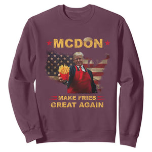 Funny Trump 2024 Sweatshirt President Trump Makes Fries Great Again American Flag TS10 Maroon Print Your Wear