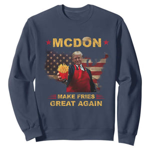 Funny Trump 2024 Sweatshirt President Trump Makes Fries Great Again American Flag TS10 Navy Print Your Wear