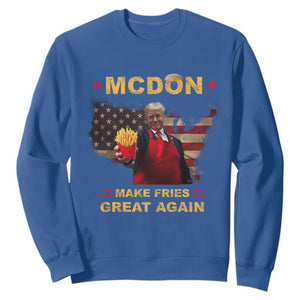 Funny Trump 2024 Sweatshirt President Trump Makes Fries Great Again American Flag TS10 Royal Blue Print Your Wear