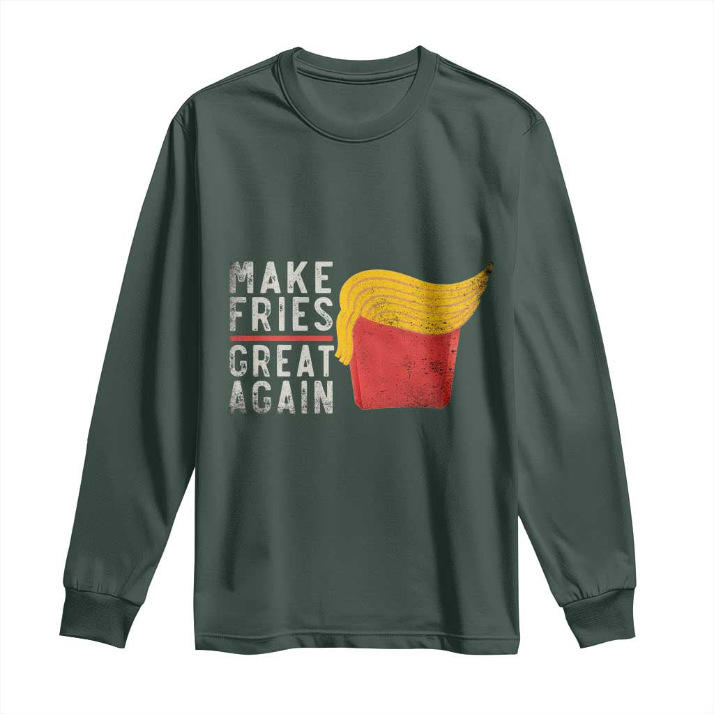 Funny Fries Long Sleeve Shirt Vintage Make Fries Great Again TS10 Dark Forest Green Print Your Wear