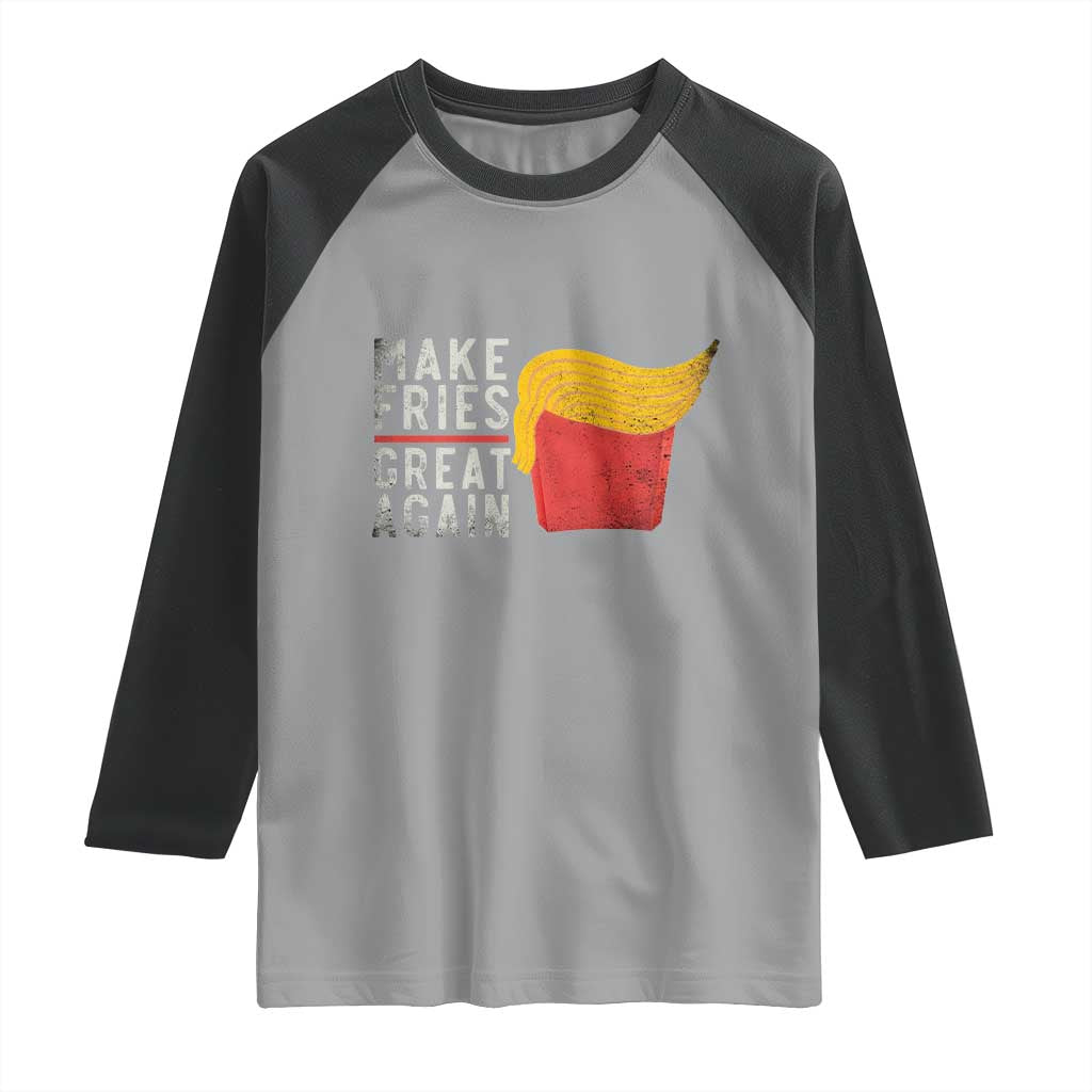 Funny Fries Raglan Shirt Vintage Make Fries Great Again TS10 Sport Gray Black Print Your Wear