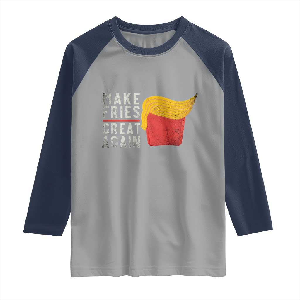 Funny Fries Raglan Shirt Vintage Make Fries Great Again TS10 Sport Gray Navy Print Your Wear
