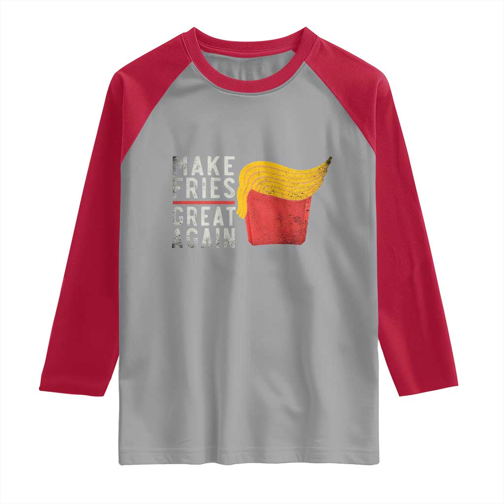 Funny Fries Raglan Shirt Vintage Make Fries Great Again TS10 Sport Gray Red Print Your Wear